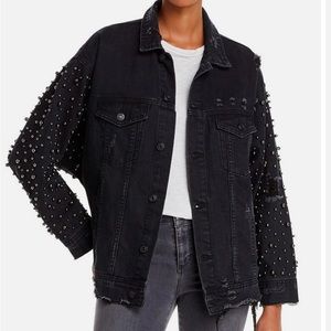 Distressed studded Denim‎ jacket